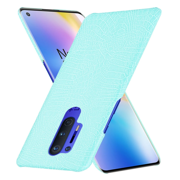 For OnePlus 8 Pro Shockproof Crocodile Texture PC + PU Case(Light green)