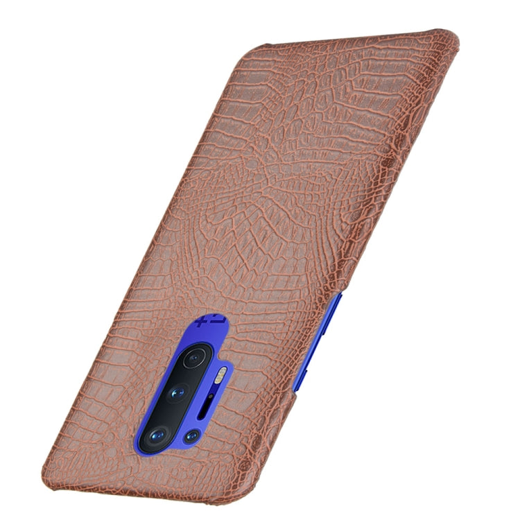 For OnePlus 8 Pro Shockproof Crocodile Texture PC + PU Case(Brown)