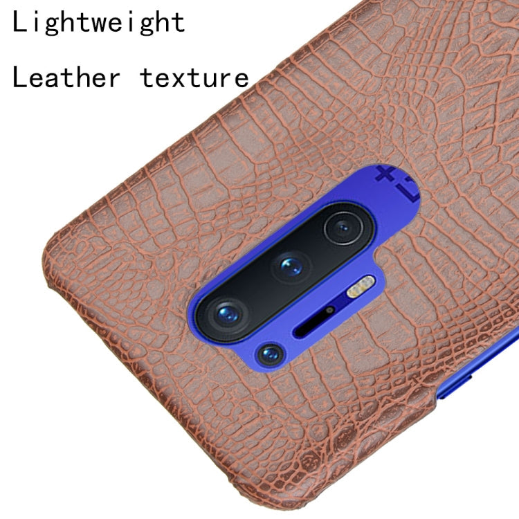 For OnePlus 8 Pro Shockproof Crocodile Texture PC + PU Case(Brown)