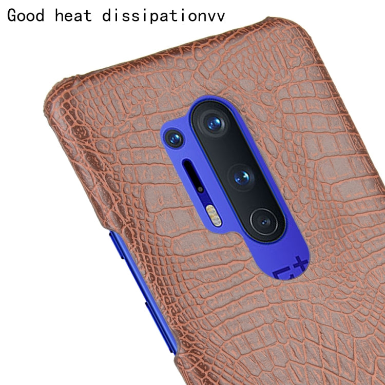 For OnePlus 8 Pro Shockproof Crocodile Texture PC + PU Case(Brown)