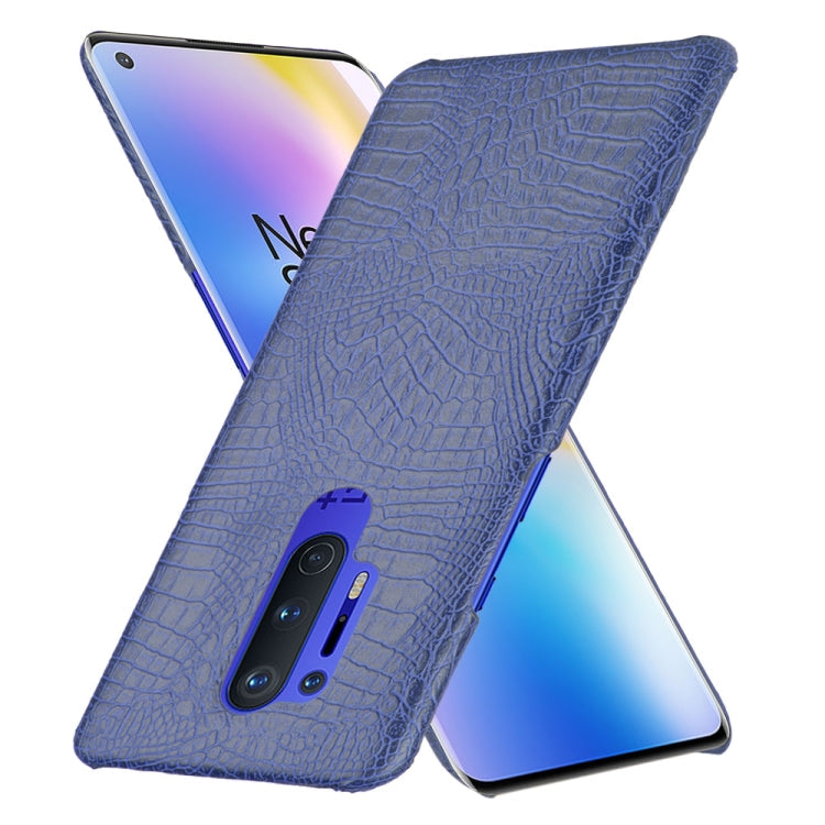 For OnePlus 8 Pro Shockproof Crocodile Texture PC + PU Case(Blue)