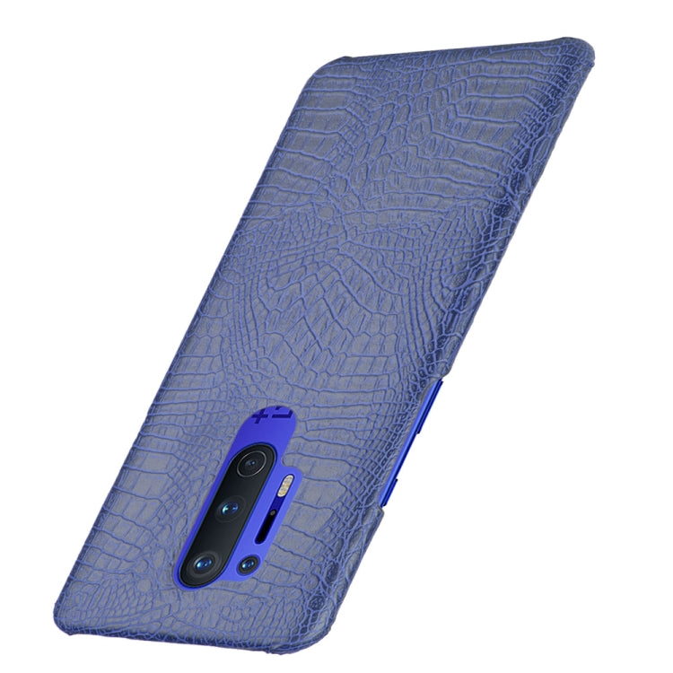For OnePlus 8 Pro Shockproof Crocodile Texture PC + PU Case(Blue)