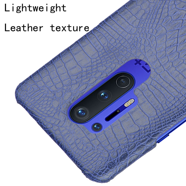 For OnePlus 8 Pro Shockproof Crocodile Texture PC + PU Case(Blue)
