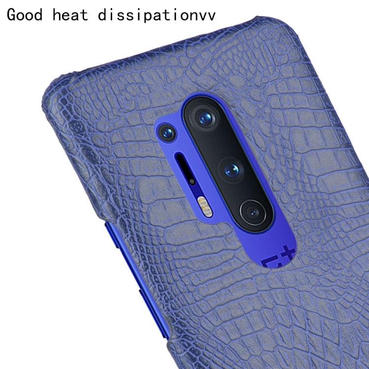 For OnePlus 8 Pro Shockproof Crocodile Texture PC + PU Case(Blue)