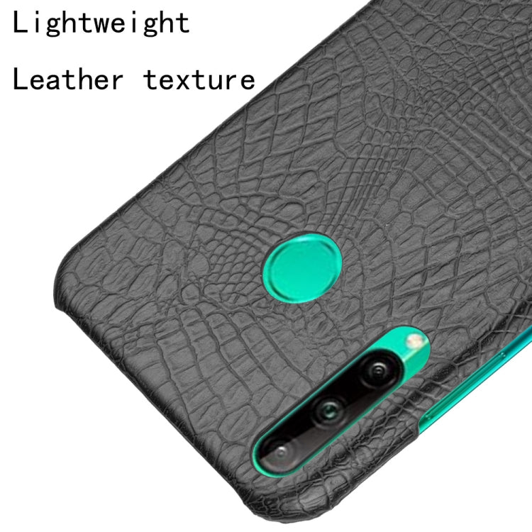 For Huawei P40 lite E/Y7p Shockproof Shockproof Crocodile Texture PC + PU Case(Black)