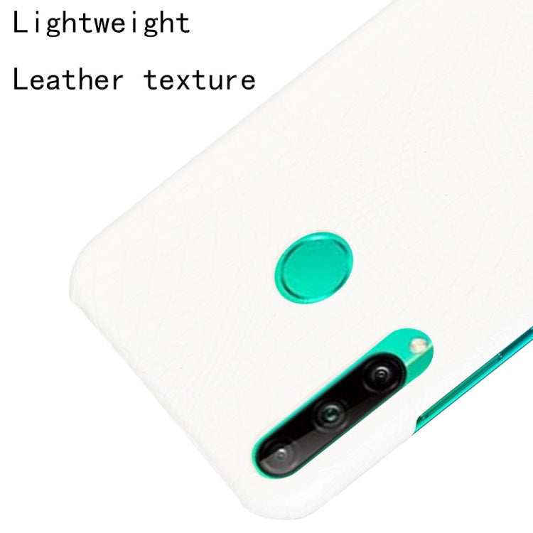 For Huawei P40 lite E/Y7p Shockproof Shockproof Crocodile Texture PC + PU Case(White)