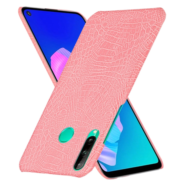 For Huawei P40 lite E/Y7p Shockproof Shockproof Crocodile Texture PC + PU Case(Pink)