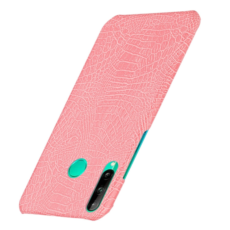 For Huawei P40 lite E/Y7p Shockproof Shockproof Crocodile Texture PC + PU Case(Pink)
