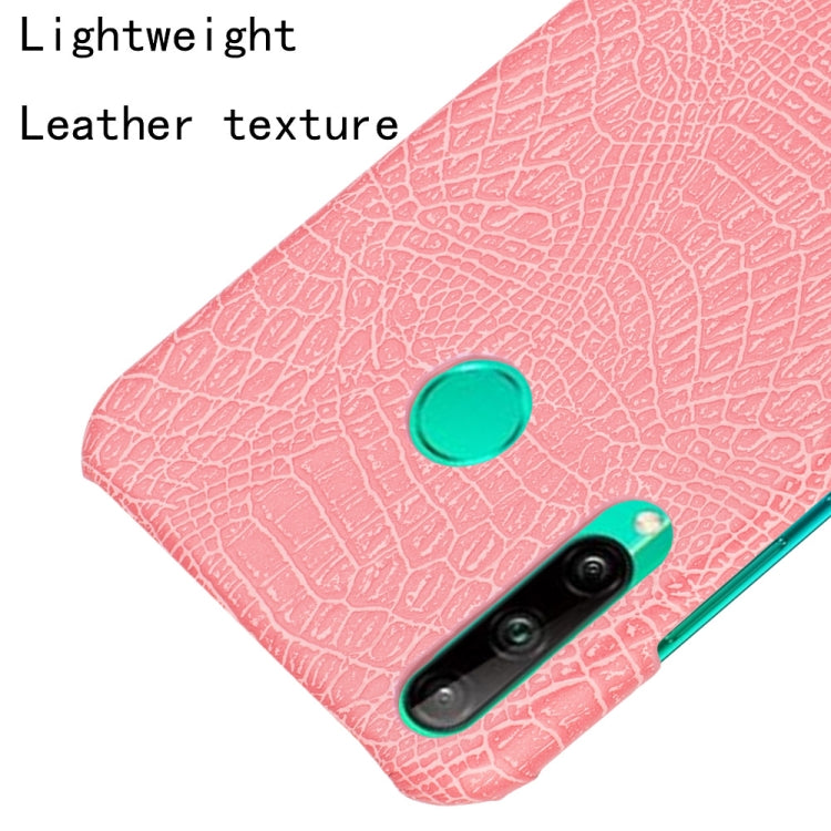 For Huawei P40 lite E/Y7p Shockproof Shockproof Crocodile Texture PC + PU Case(Pink)