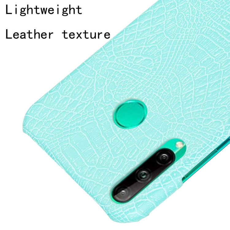 For Huawei P40 lite E/Y7p Shockproof Shockproof Crocodile Texture PC + PU Case(Light green)