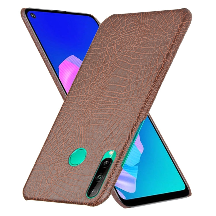 For Huawei P40 lite E/Y7p Shockproof Shockproof Crocodile Texture PC + PU Case(Brown)