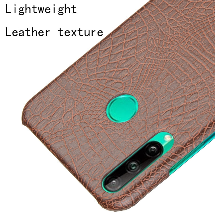 For Huawei P40 lite E/Y7p Shockproof Shockproof Crocodile Texture PC + PU Case(Brown)