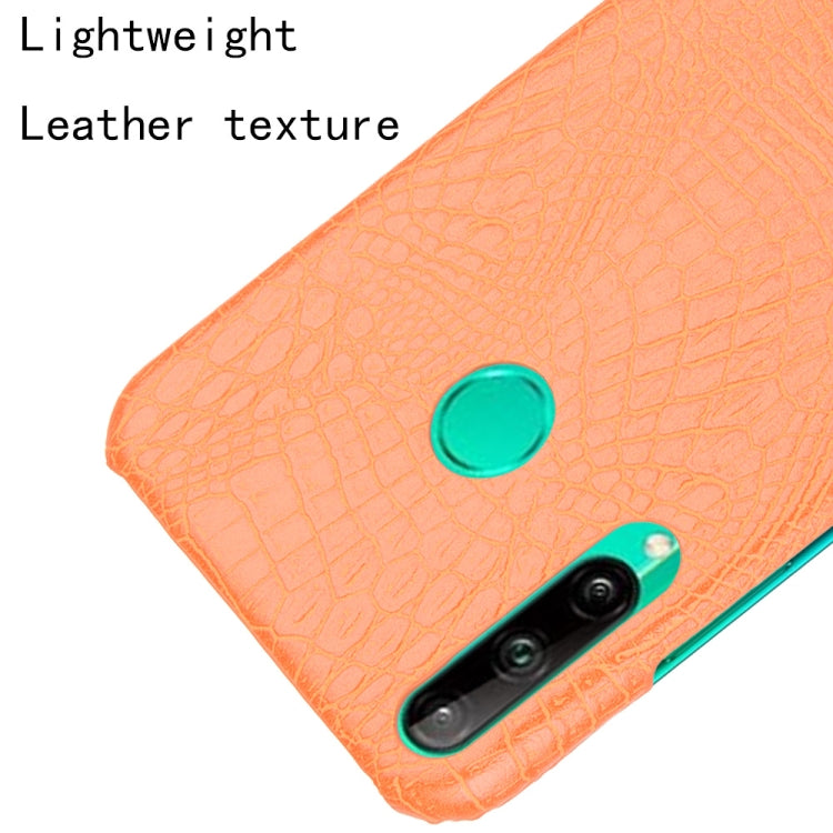 For Huawei P40 lite E/Y7p Shockproof Shockproof Crocodile Texture PC + PU Case(Orange)