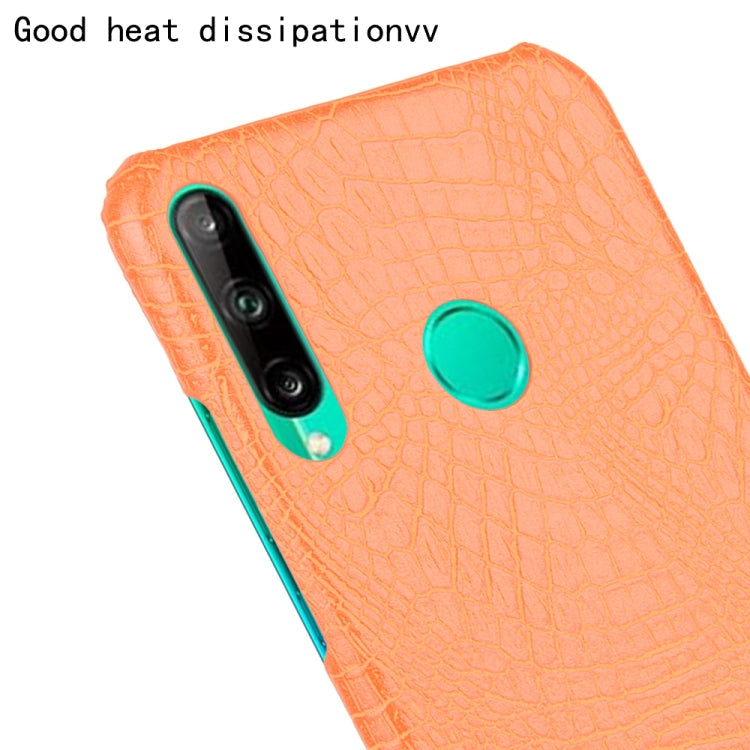 For Huawei P40 lite E/Y7p Shockproof Shockproof Crocodile Texture PC + PU Case(Orange)