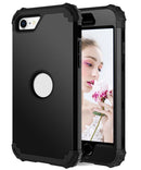 For iPhone SE 2022 / SE 2020 Silicone + PC Three-piece Anti-drop Mobile Phone Protection Bback Cover(Black)