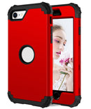 For iPhone SE 2022 / SE 2020 Silicone + PC Three-piece Anti-drop Mobile Phone Protection Bback Cover(Red)