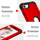 For iPhone SE 2022 / SE 2020 Silicone + PC Three-piece Anti-drop Mobile Phone Protection Bback Cover(Red)