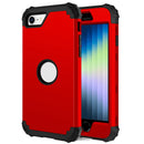 For iPhone SE 2022 / SE 2020 Silicone + PC Three-piece Anti-drop Mobile Phone Protection Bback Cover(Red)