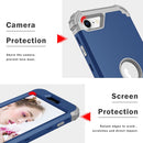For iPhone SE 2022 / SE 2020 Silicone + PC Three-piece Anti-drop Mobile Phone Protection Bback Cover(Blue)