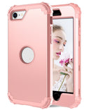 For iPhone SE 2022 / SE 2020 Silicone + PC Three-piece Anti-drop Mobile Phone Protection Bback Cover(Rose Gold)