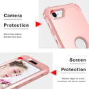For iPhone SE 2022 / SE 2020 Silicone + PC Three-piece Anti-drop Mobile Phone Protection Bback Cover(Rose Gold)