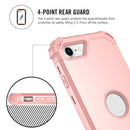 For iPhone SE 2022 / SE 2020 Silicone + PC Three-piece Anti-drop Mobile Phone Protection Bback Cover(Rose Gold)