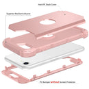 For iPhone SE 2022 / SE 2020 Silicone + PC Three-piece Anti-drop Mobile Phone Protection Bback Cover(Rose Gold)