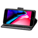 For iPhone SE 2022 / SE 2020 Butterfly Love Flower Embossed Horizontal Flip Leather Case with Bracket / Card Slot / Wallet / Lanyard(Black)