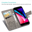 For iPhone SE 2022 / SE 2020 Butterfly Love Flower Embossed Horizontal Flip Leather Case with Bracket / Card Slot / Wallet / Lanyard(Blue)