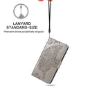 For iPhone SE 2022 / SE 2020 Butterfly Love Flower Embossed Horizontal Flip Leather Case with Bracket / Card Slot / Wallet / Lanyard(Gray)