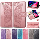 For iPhone SE 2022 / SE 2020 Butterfly Love Flower Embossed Horizontal Flip Leather Case with Bracket / Card Slot / Wallet / Lanyard(Light Purple)