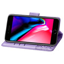 For iPhone SE 2022 / SE 2020 Butterfly Love Flower Embossed Horizontal Flip Leather Case with Bracket / Card Slot / Wallet / Lanyard(Light Purple)