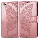 For iPhone SE 2022 / SE 2020 Butterfly Love Flower Embossed Horizontal Flip Leather Case with Bracket / Card Slot / Wallet / Lanyard(Rose Gold)