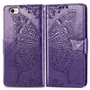 For iPhone SE 2022 / SE 2020Butterfly Love Flower Embossed Horizontal Flip Leather Case with Bracket / Card Slot / Wallet / Lanyard(Dark Purple)