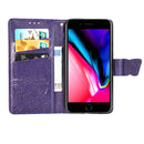 For iPhone SE 2022 / SE 2020Butterfly Love Flower Embossed Horizontal Flip Leather Case with Bracket / Card Slot / Wallet / Lanyard(Dark Purple)