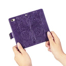 For iPhone SE 2022 / SE 2020Butterfly Love Flower Embossed Horizontal Flip Leather Case with Bracket / Card Slot / Wallet / Lanyard(Dark Purple)