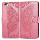 For iPhone SE 2022 / SE 2020 Butterfly Love Flower Embossed Horizontal Flip Leather Case with Bracket / Card Slot / Wallet / Lanyard(Pink)