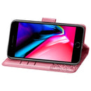 For iPhone SE 2022 / SE 2020 Butterfly Love Flower Embossed Horizontal Flip Leather Case with Bracket / Card Slot / Wallet / Lanyard(Pink)