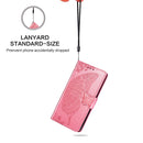 For iPhone SE 2022 / SE 2020 Butterfly Love Flower Embossed Horizontal Flip Leather Case with Bracket / Card Slot / Wallet / Lanyard(Pink)