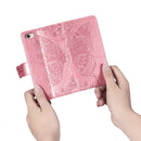 For iPhone SE 2022 / SE 2020 Butterfly Love Flower Embossed Horizontal Flip Leather Case with Bracket / Card Slot / Wallet / Lanyard(Pink)