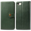 For iPhone SE 2022 / SE 2020 Retro Solid Color Leather Buckle Phone Case with Lanyard & Photo Frame & Card Slot & Wallet & Stand Function(Green)