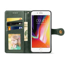 For iPhone SE 2022 / SE 2020 Retro Solid Color Leather Buckle Phone Case with Lanyard & Photo Frame & Card Slot & Wallet & Stand Function(Green)