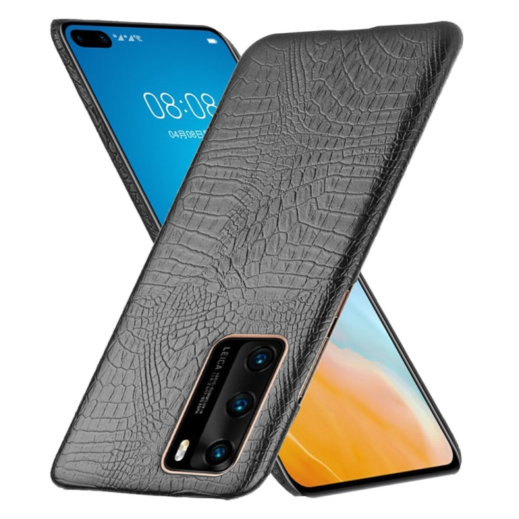 For Huawei P40 Shockproof Crocodile Texture PC + PU Case(Black)