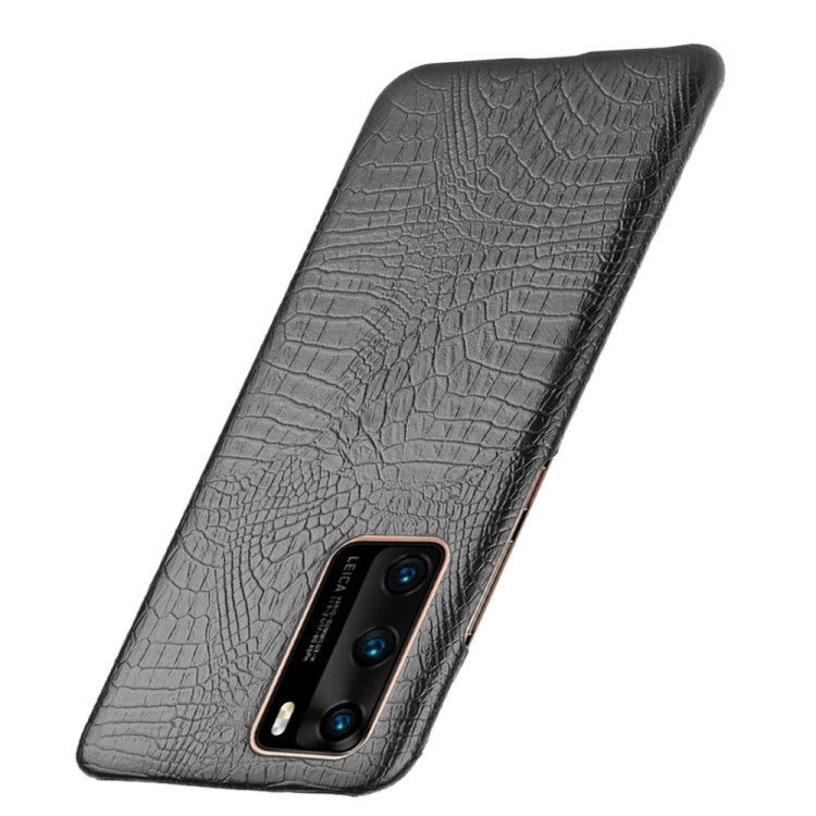 For Huawei P40 Shockproof Crocodile Texture PC + PU Case(Black)
