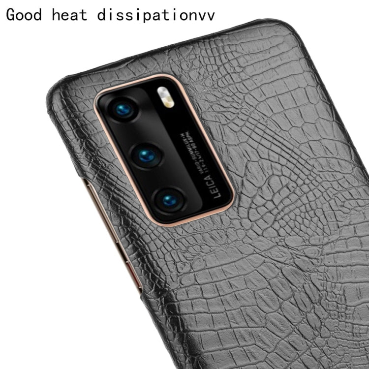 For Huawei P40 Shockproof Crocodile Texture PC + PU Case(Black)