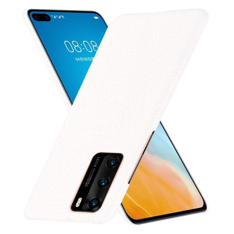 For Huawei P40 Shockproof Crocodile Texture PC + PU Case(White)