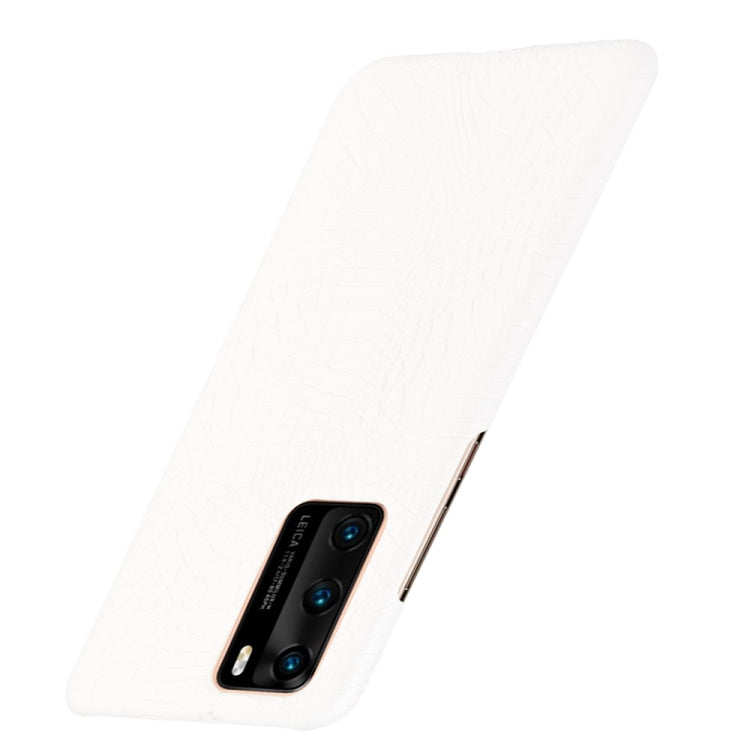 For Huawei P40 Shockproof Crocodile Texture PC + PU Case(White)
