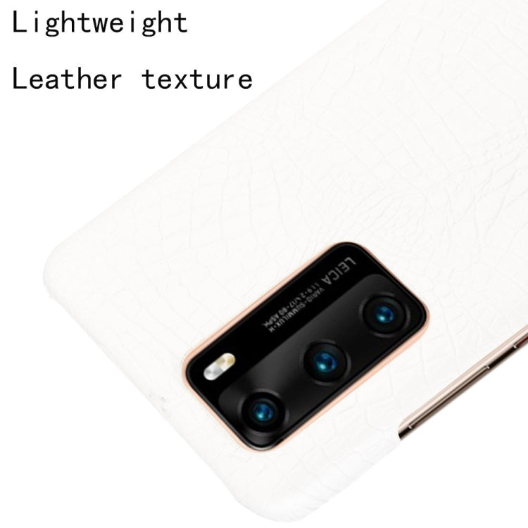 For Huawei P40 Shockproof Crocodile Texture PC + PU Case(White)