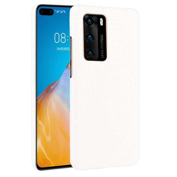 For Huawei P40 Shockproof Crocodile Texture PC + PU Case(White)