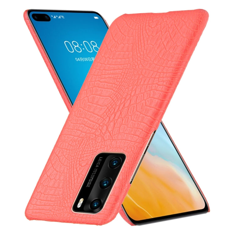 For Huawei P40 Shockproof Crocodile Texture PC + PU Case(Red)